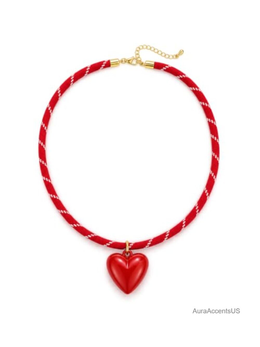 Chunky Paracord Heart Pendant Necklace Adjustable Lobster Clasp Y2K Fashion